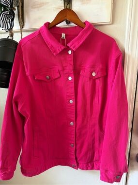 Uxcell Jean Jacket-Hot pink